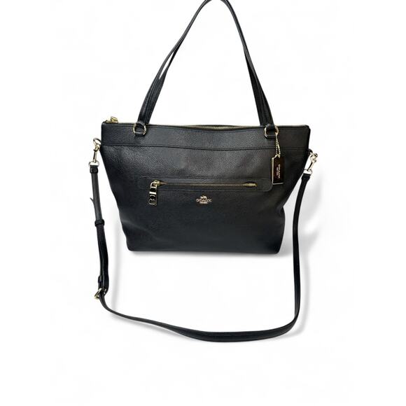 Coach Gallery Saffiano Black Pebbled Leather Taylor Tote - Picture 12 of 12